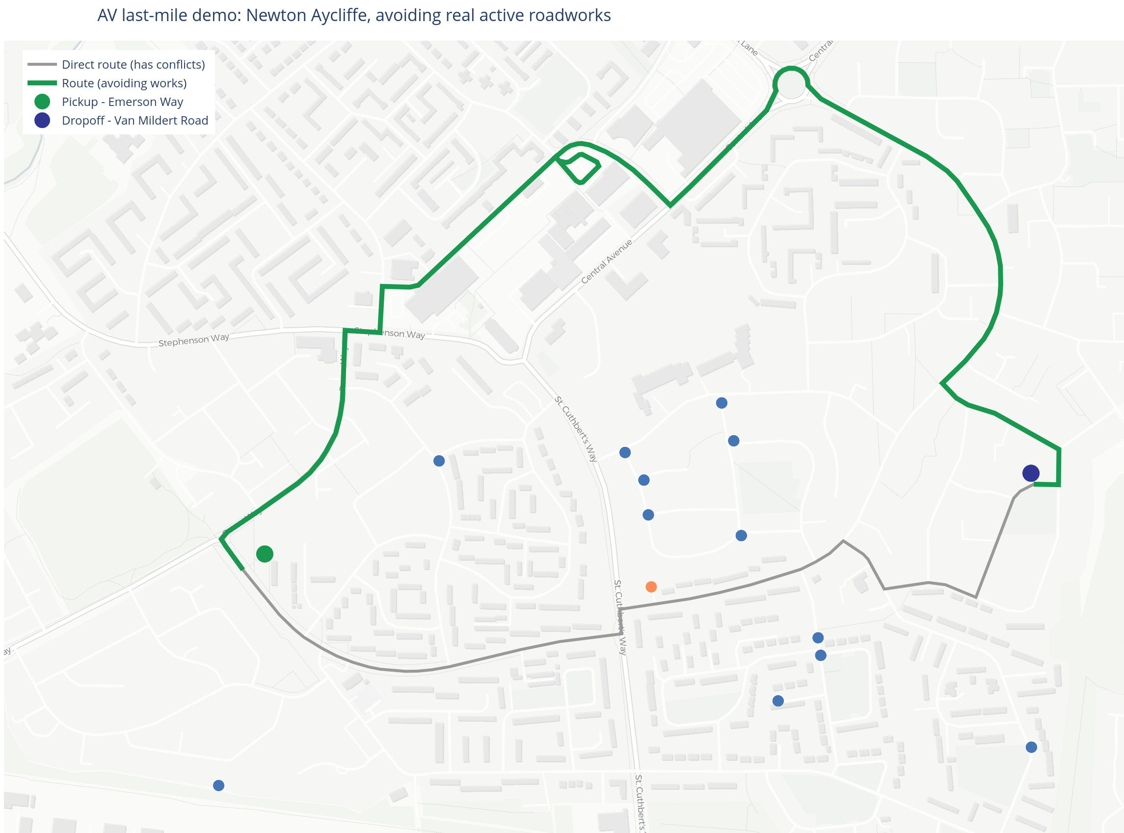 Autonomous vehicle rerouting example generated from SDK data