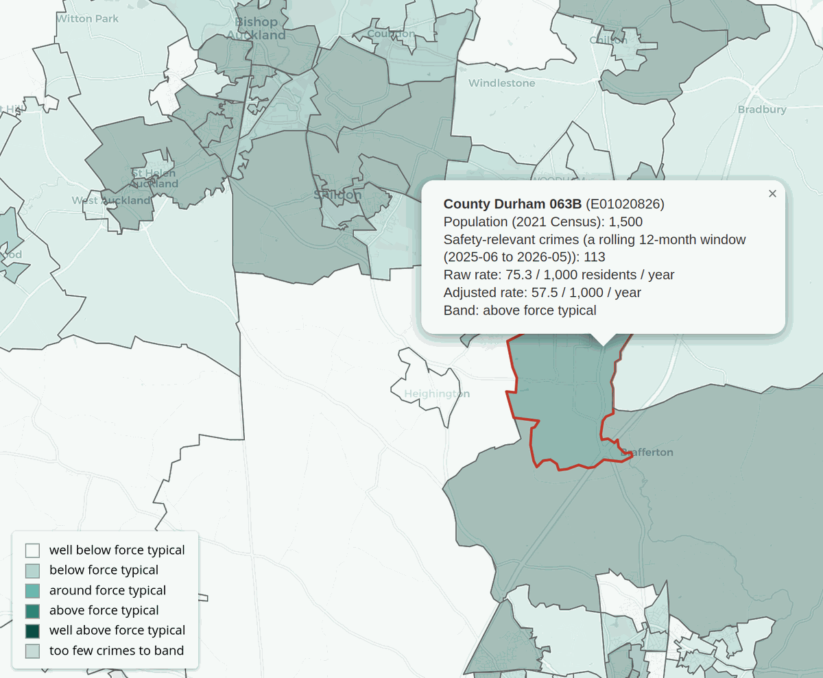 Map showing roadworks sites overlaid with historic crime data to indicate abuse risk